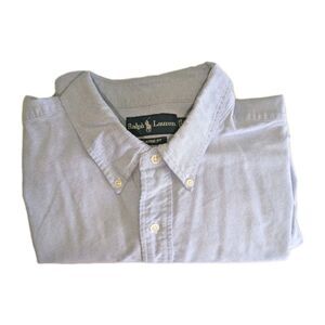 Ralph Lauren Chambray Shirt Men's 2XLT Blue Denim Short Sleeve Flesh Pony